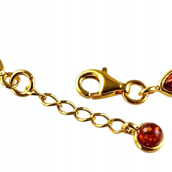 Bransoletka złota z wielokolorowym bursztynem - srebro pozłacane 925 - delikatna