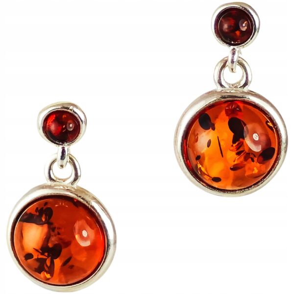 KOLCZYKI SREBRNE z Bursztynem DELIKATNE Wiszące Sztyft SREBRO 925 PREZENT