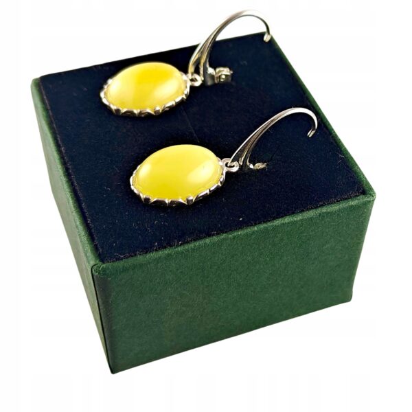 Kolczyki srebrne z mlecznym bursztynem - wyjątkowe piękne - srebro 925 - zapięcie angielskie