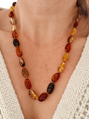 NASZYJNIK z CERTYFIKOWANYM BURSZTYNEM Ręcznie Wykonany ŚLICZNY PIĘKNY