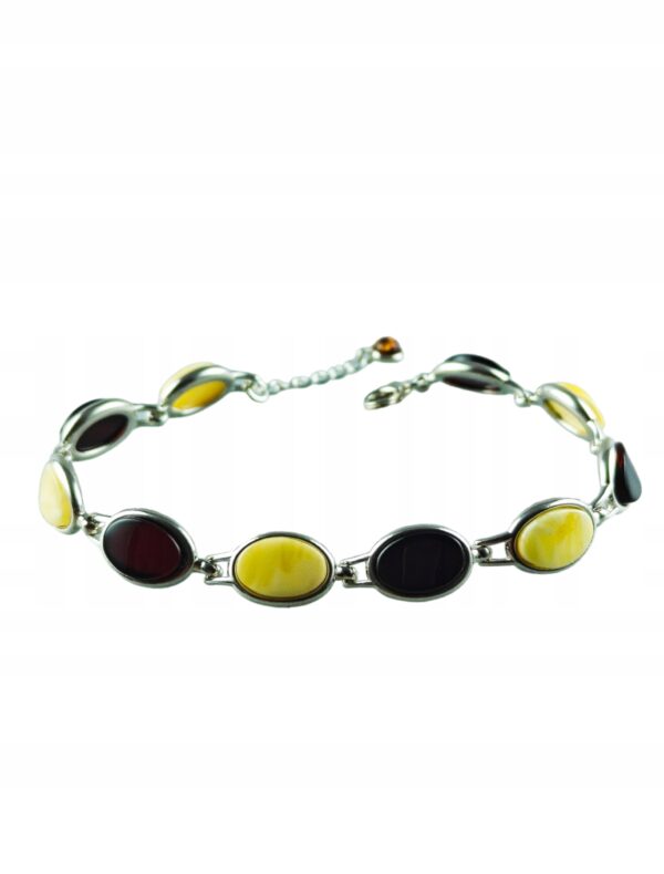 Bransoletka srebrna z bursztynem - klasyczna