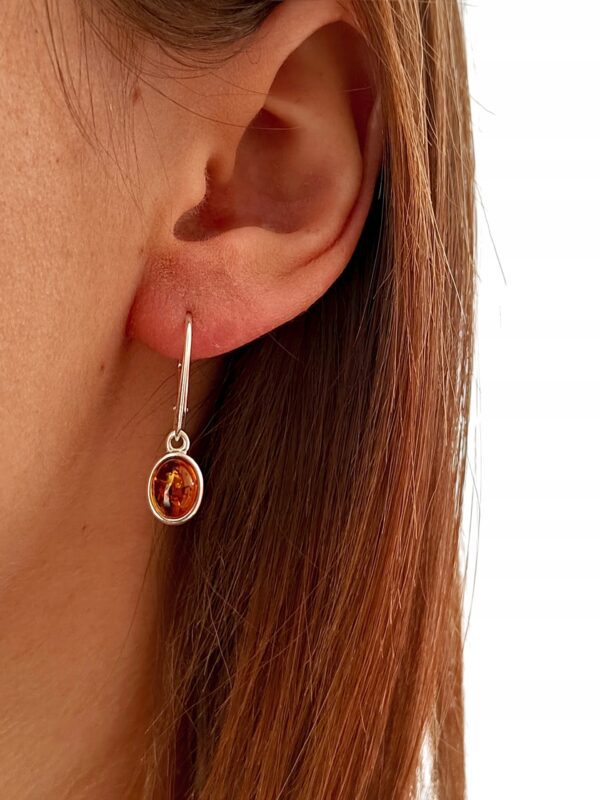 KOLCZYKI SREBRNE z CERTYFIKOWANYM Bursztynem Zapięcie Angielskie PIĘKNE