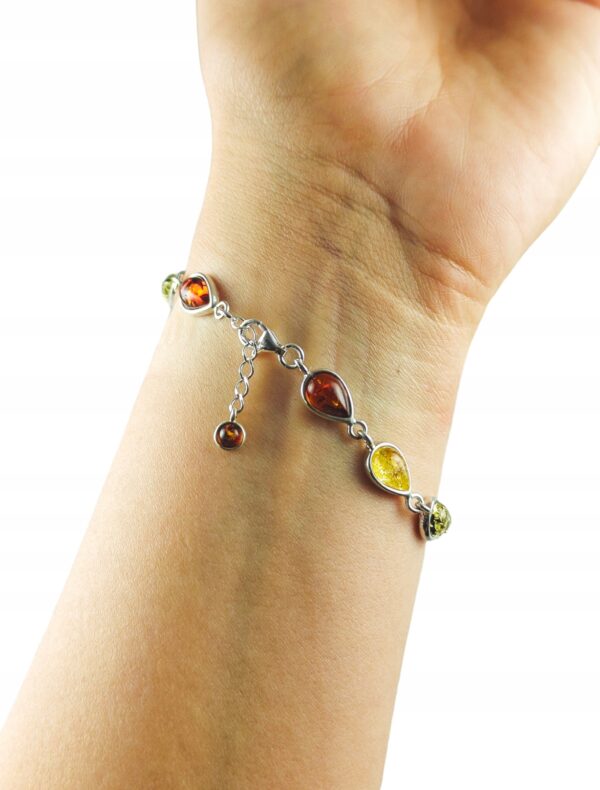 Bransoletka srebrna z wielokolorowym bursztynem
