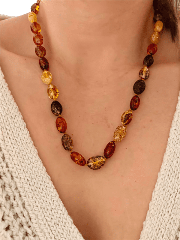 NASZYJNIK z CERTYFIKOWANYM BURSZTYNEM Ręcznie Wykonany ŚLICZNY PIĘKNY