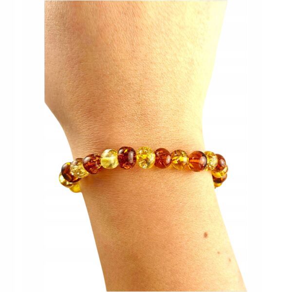 BRANSOLETKA z CERTYFIKOWANYM BURSZTYNEM Naturalna na Gumce Piękna ŚLICZNA