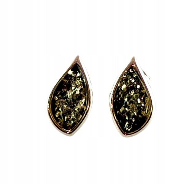 Kolczyki srebrne z bursztynem - klasyczne - srebro 925 - sztyft