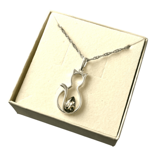 WISIOREK SREBRNY KOT KOTEK z Bursztynem WYJĄTKOWY DUŻY Srebro 925 PREZENT