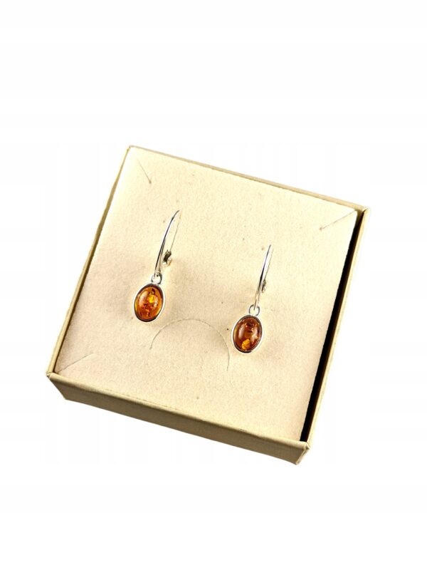 KOLCZYKI SREBRNE z CERTYFIKOWANYM Bursztynem Zapięcie Angielskie PIĘKNE