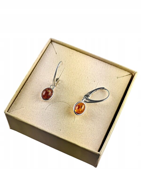 KOLCZYKI SREBRNE z CERTYFIKOWANYM Bursztynem Zapięcie Angielskie PIĘKNE