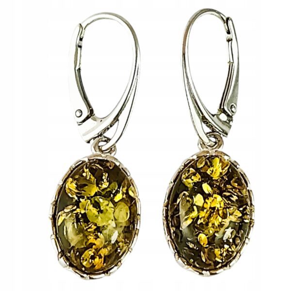 Kolczyki srebrne z bursztynem - wiszące