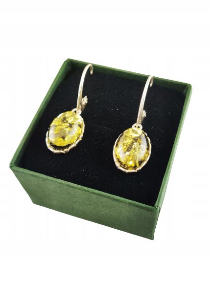 Kolczyki srebrne z bursztynem - wiszące