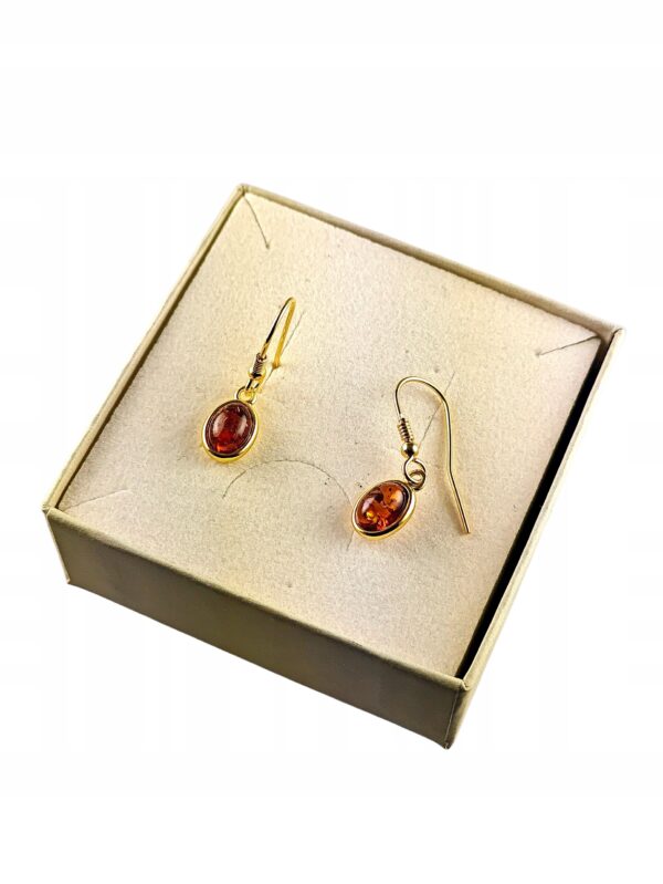 KOLCZYKI ZŁOTE z CERTYFIKOWANYM Bursztynem Bigiel Srebro POZŁACANE 925