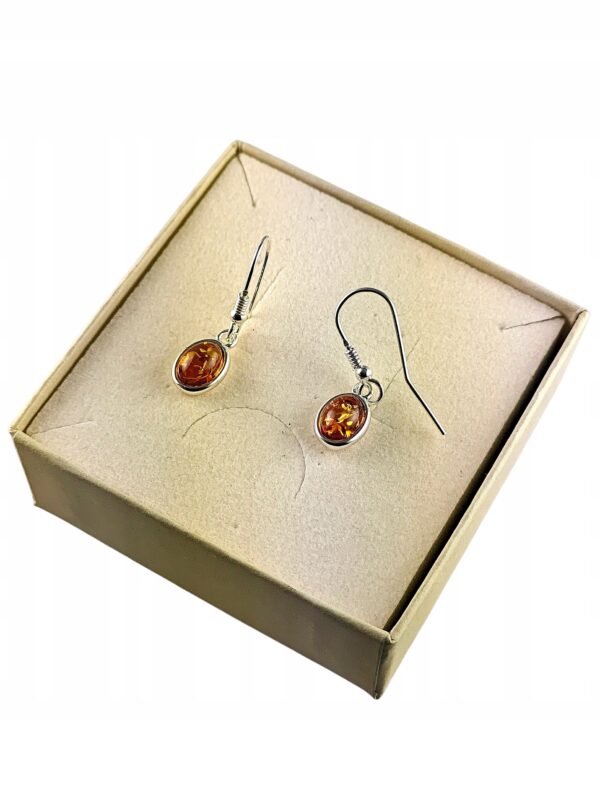 KOLCZYKI SREBRNE z CERTYFIKOWANYM Bursztynem WISZĄCE BIGIEL PIĘKNE SREBRO