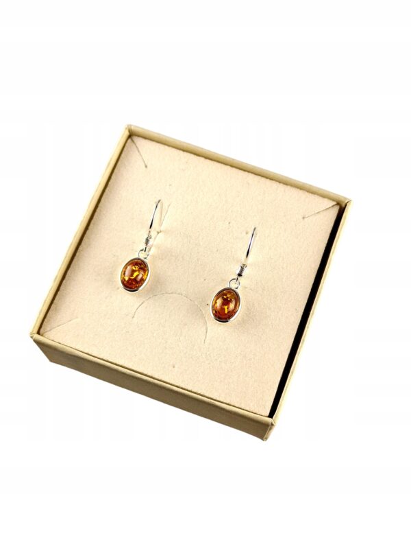 KOLCZYKI SREBRNE z CERTYFIKOWANYM Bursztynem WISZĄCE BIGIEL PIĘKNE SREBRO