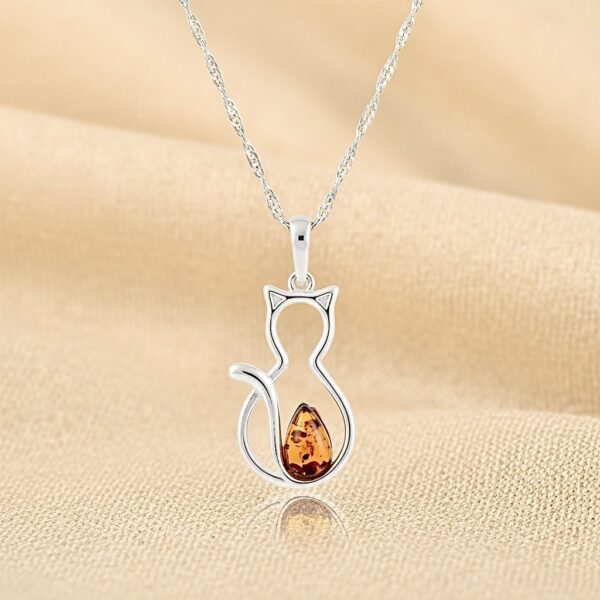 WISIOREK SREBRNY KOT KOTEK z Bursztynem WYJĄTKOWY DUŻY Srebro 925 PREZENT