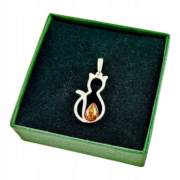 a2cf67f338d7e048009c56d341a29493.jpg WISIOREK SREBRNY KOT KOTEK z Bursztynem WYJĄTKOWY DUŻY Srebro 925 PREZENT