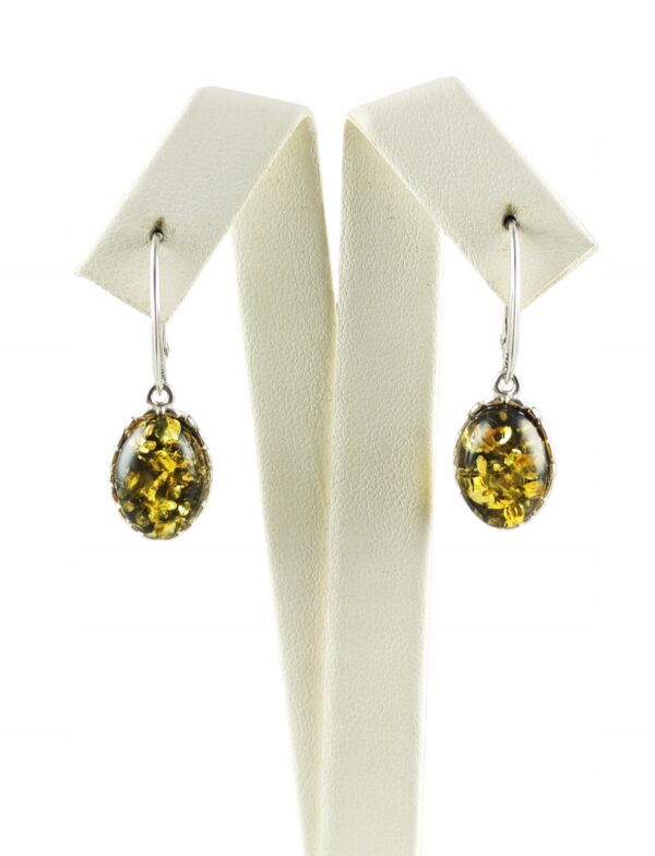 Kolczyki srebrne z bursztynem - wiszące