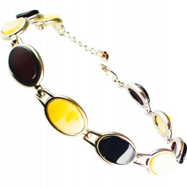 Bransoletka srebrna z bursztynem - klasyczna