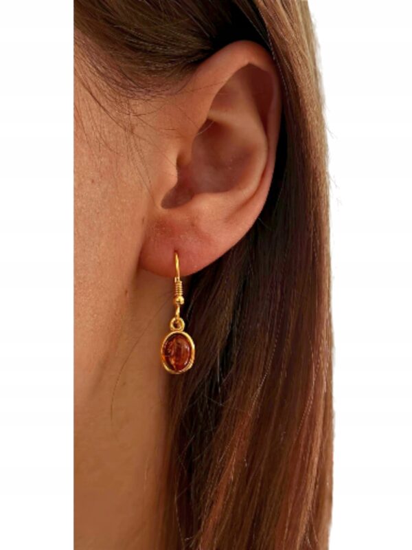 KOLCZYKI ZŁOTE z CERTYFIKOWANYM Bursztynem Bigiel Srebro POZŁACANE 925