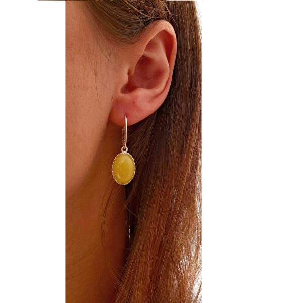 Kolczyki srebrne z mlecznym bursztynem - wyjątkowe piękne - srebro 925 - zapięcie angielskie