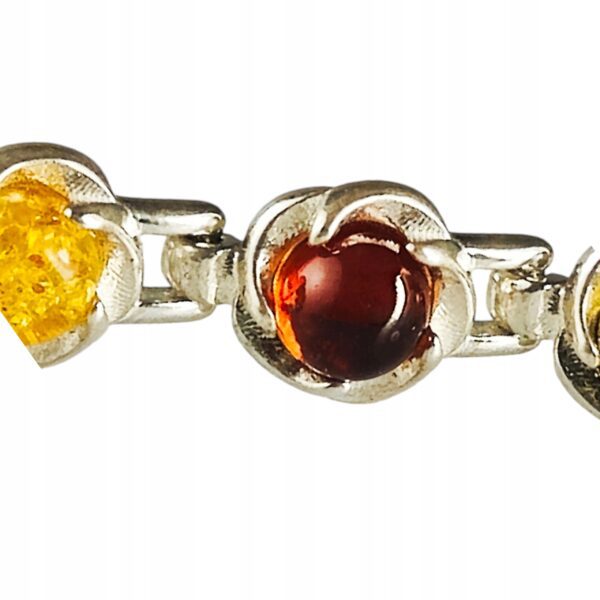 Bransoletka srebrna z koniakowym bursztynem