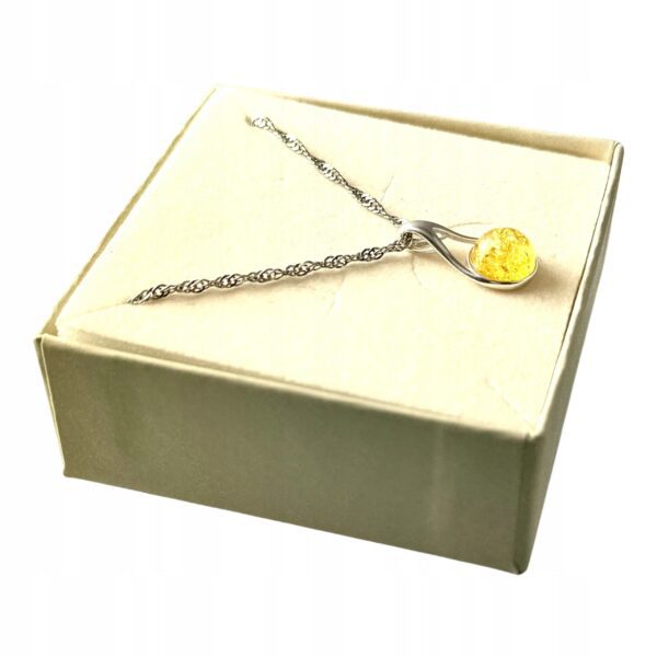 WISIOREK SREBRNY Z CERTYFIKOWANYM BURSZTYNEM DELIKATNY ŚLICZNY SREBRO 925