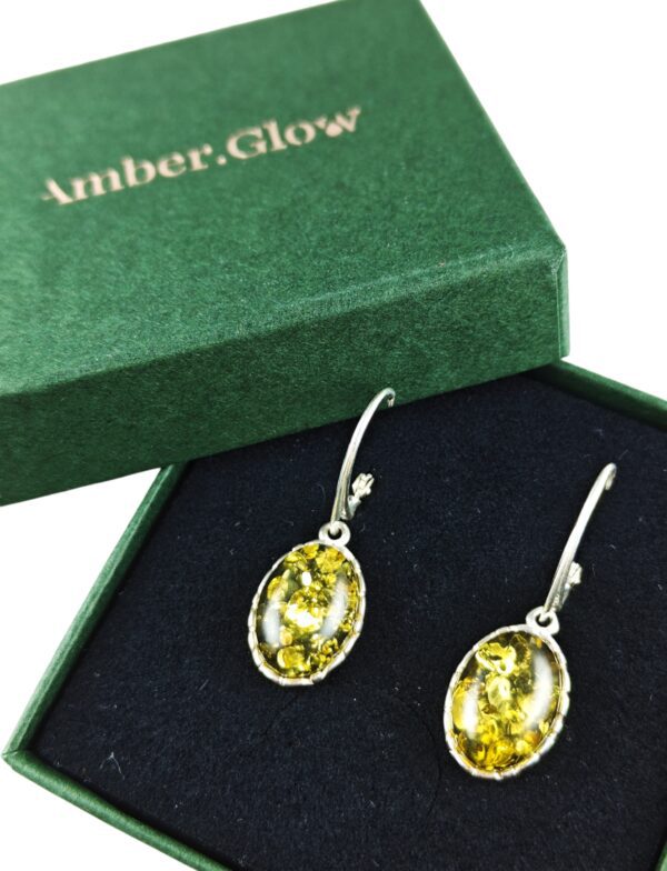 Kolczyki srebrne z bursztynem - wiszące