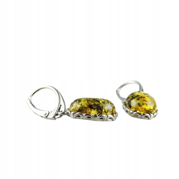 Kolczyki srebrne z bursztynem - wiszące