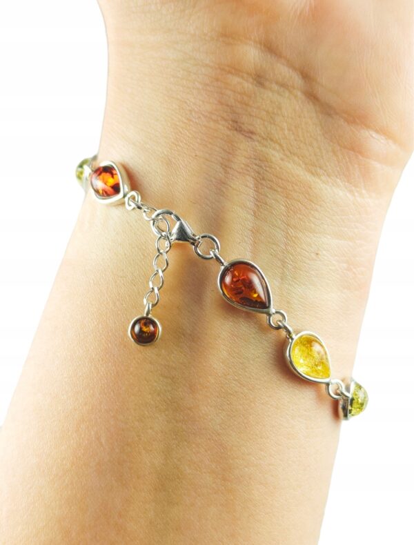 Bransoletka srebrna z wielokolorowym bursztynem