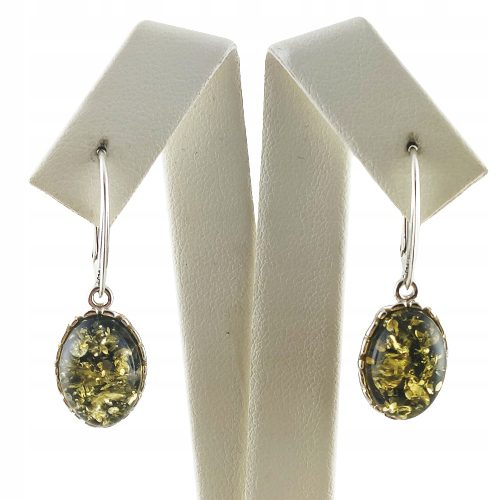 Kolczyki srebrne z bursztynem - wiszące