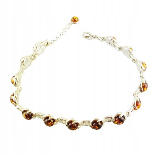 Bransoletka srebrna z koniakowym bursztynem