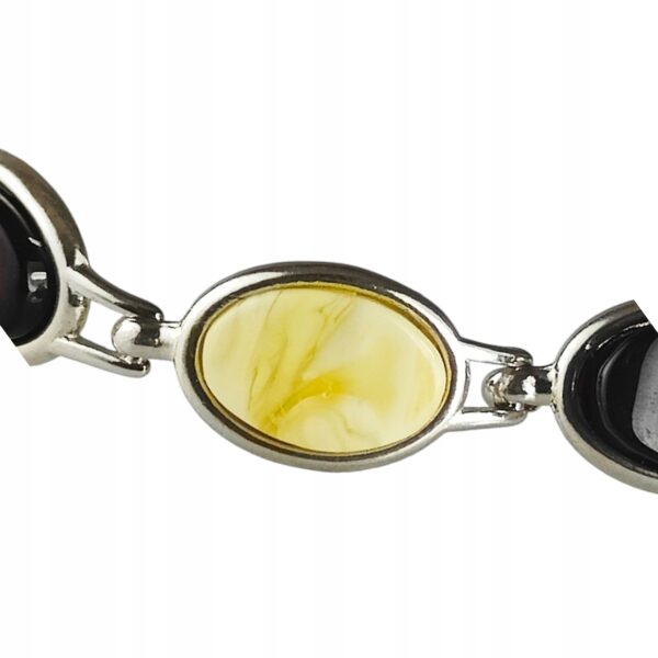 Bransoletka srebrna z bursztynem - klasyczna