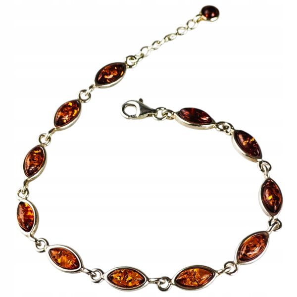 Bransoletka srebrna z bursztynem - delikatna