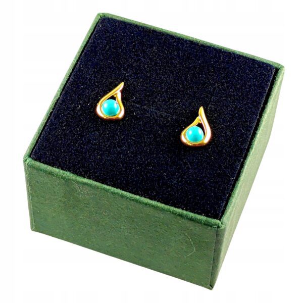 Kolczyki srebrne pozłacane z Turkusem - Delikatne