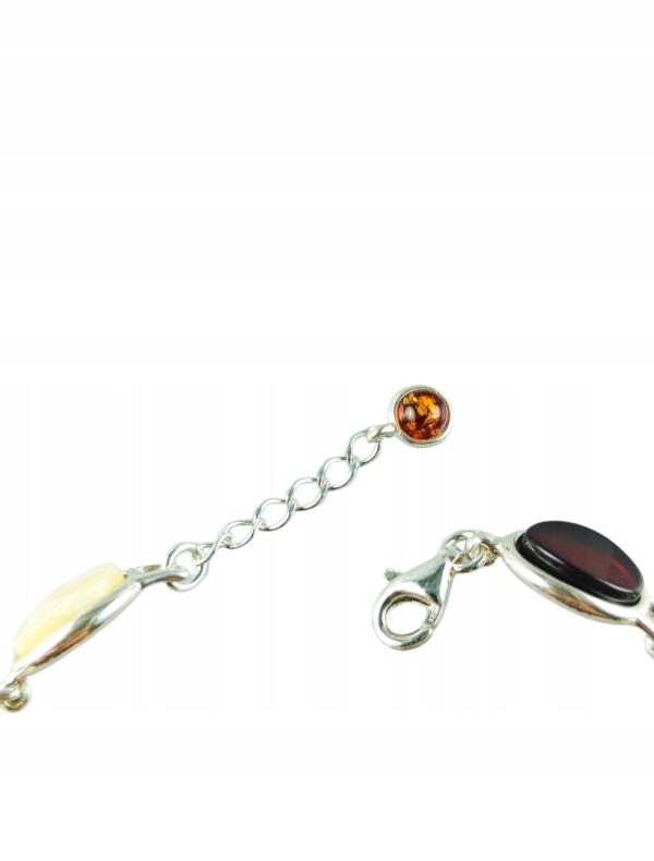 Bransoletka srebrna z bursztynem - klasyczna