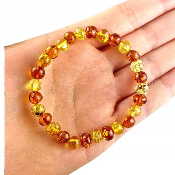 BRANSOLETKA z CERTYFIKOWANYM BURSZTYNEM Naturalna na Gumce Piękna ŚLICZNA