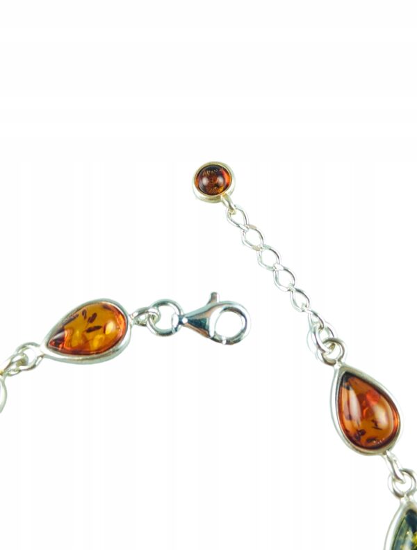 Bransoletka srebrna z wielokolorowym bursztynem
