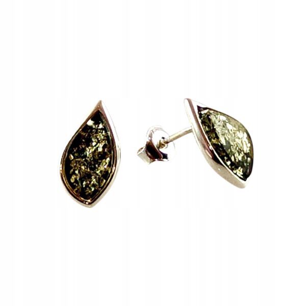 Kolczyki srebrne z bursztynem - klasyczne - srebro 925 - sztyft