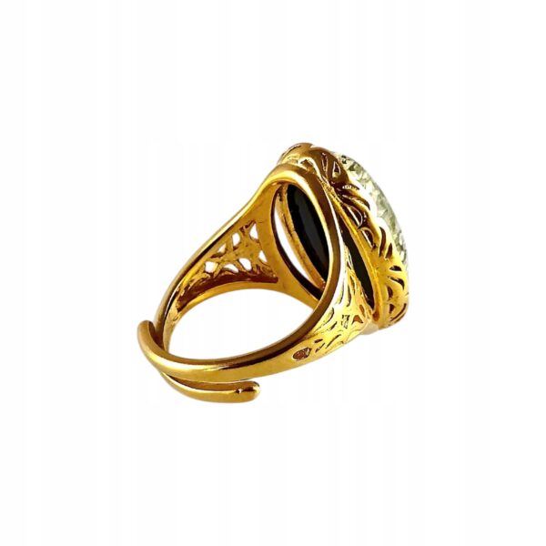 PIERŚCIONEK ZŁOTY REGULOWANY z CERTYFIKOWANYM BURSZTYNEM Srebro Pozłacane