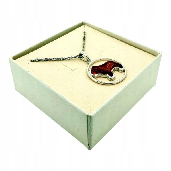 WISIOREK SREBRNY Z CERTYFIKOWANYM BURSZTYNEM PIES PIESEK PIĘKNY SREBRO 925