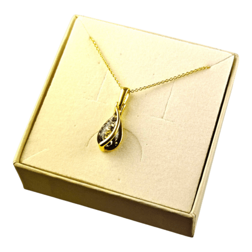 Wisiorek ZŁOTY z CERTYFIKOWANYM Bursztynem DELIKATNY Srebro Pozłacane 925