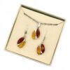 KOMPLET KOLCZYKI WISIOREK Z CERTYFIKOWANYM BURSZTYNEM PIĘKNY SREBRO 925