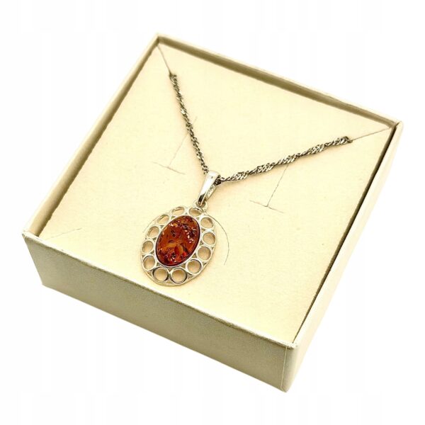 WISIOREK SREBRNY Z CERTYFIKOWANYM BURSZTYNEM PIĘKNY ŚLICZNY SREBRO 925