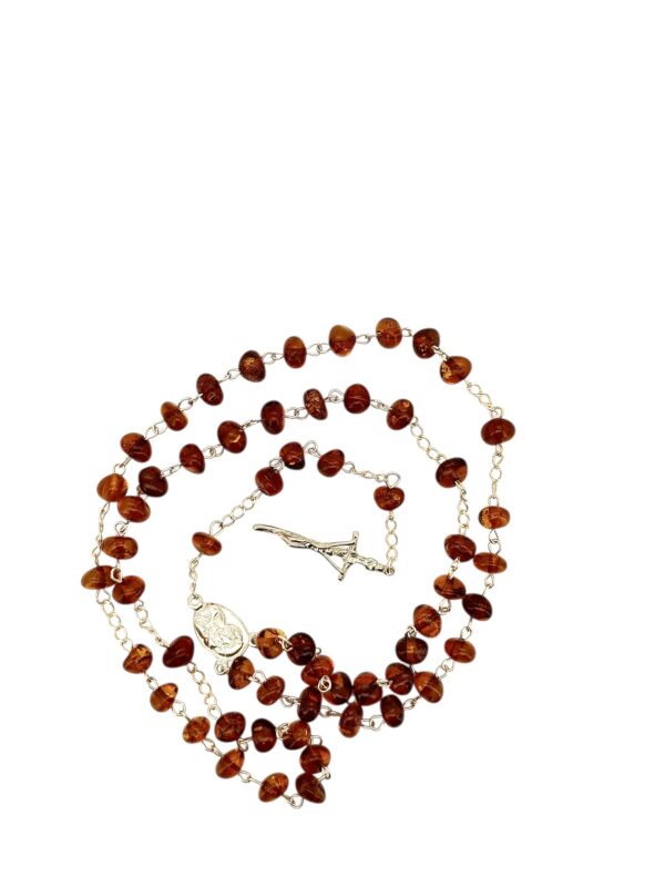 Różaniec Srebrny z Certyfikowanego Bursztynu - Srebro 925