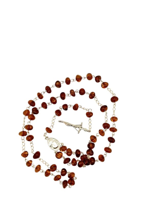 Różaniec Srebrny z Certyfikowanego Bursztynu - Srebro 925