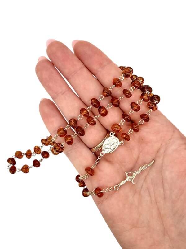 Różaniec Srebrny z Certyfikowanego Bursztynu - Srebro 925