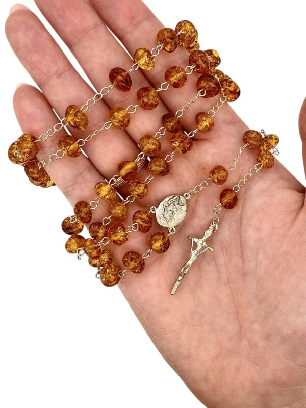 Różaniec Srebrny z Certyfikowanego Bursztynu - Srebro 925