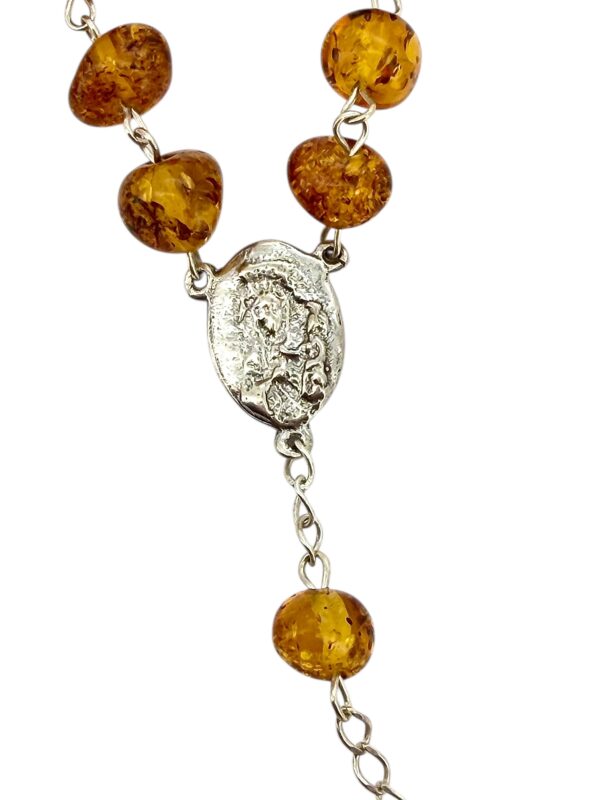 Różaniec Srebrny z Certyfikowanego Bursztynu - Srebro 925