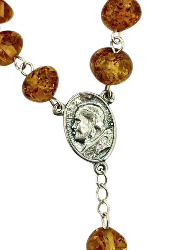 Różaniec Srebrny z Certyfikowanego Bursztynu - Srebro 925