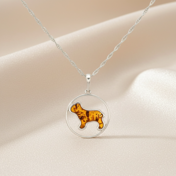 WISIOREK SREBRNY Z CERTYFIKOWANYM BURSZTYNEM PIES PIESEK PIĘKNY SREBRO 925